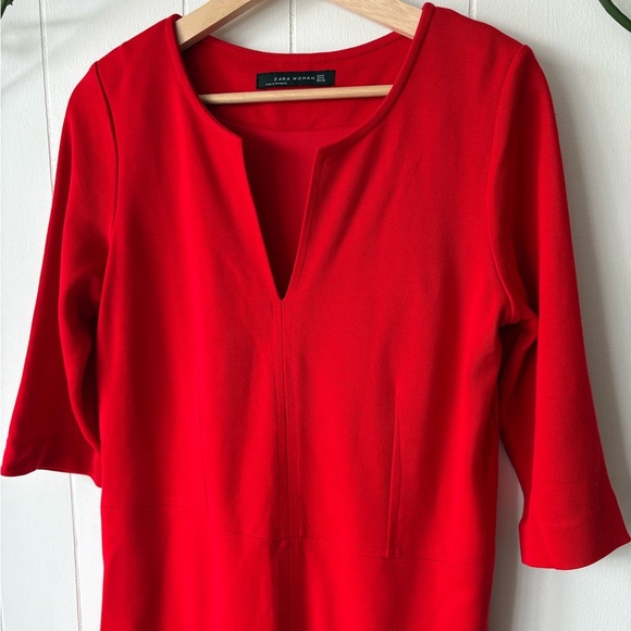 Zara Red 3/4 Sleeve Tunic Dress | Medium - Picture 4 of 7